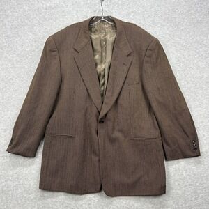 Jhane‎ Barnes Blazer Mens 46R Brown Herringbone Suit Sport Coat Jacket Union USA